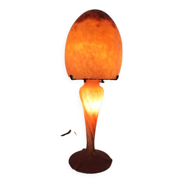 Vintage mushroom lamp glass paste signed art de France 1970
