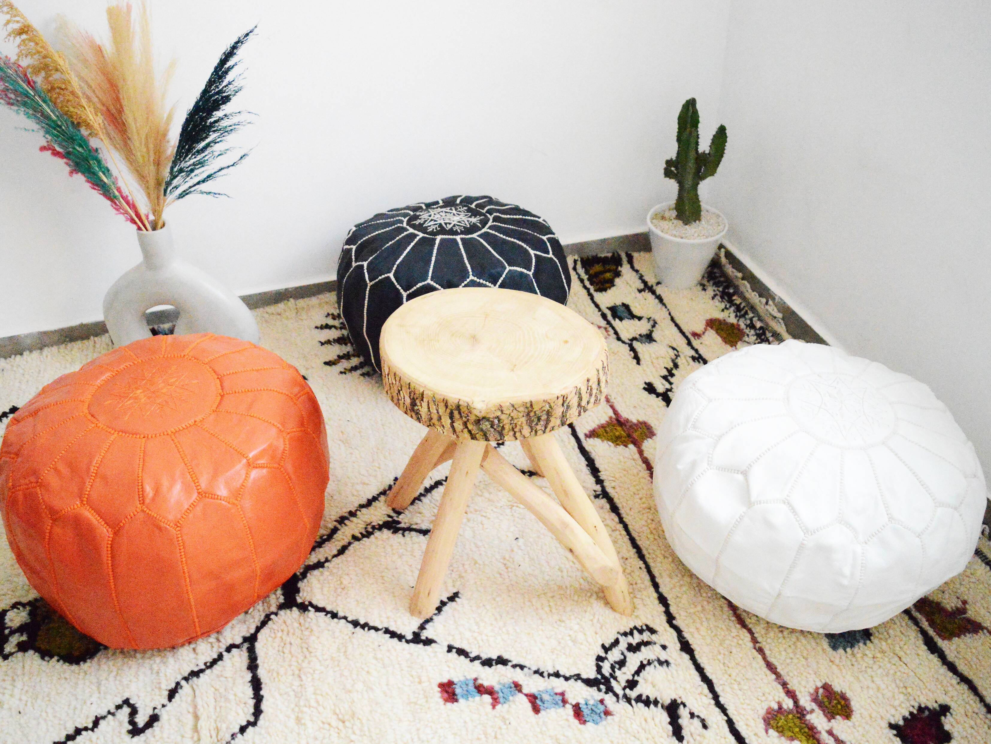 Pouf marocain en cuir