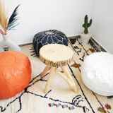 Moroccan leather pouf