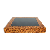 Olive wood marquetry coffee table by Sandro Petti 1970