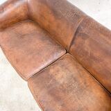 Vintage sheep leather three seater club sofa