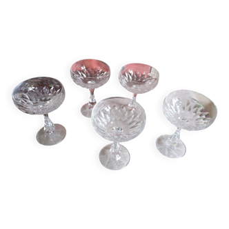 5 cut crystal champagne coupes