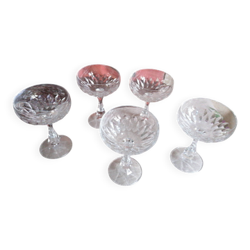 5 cut crystal champagne coupes