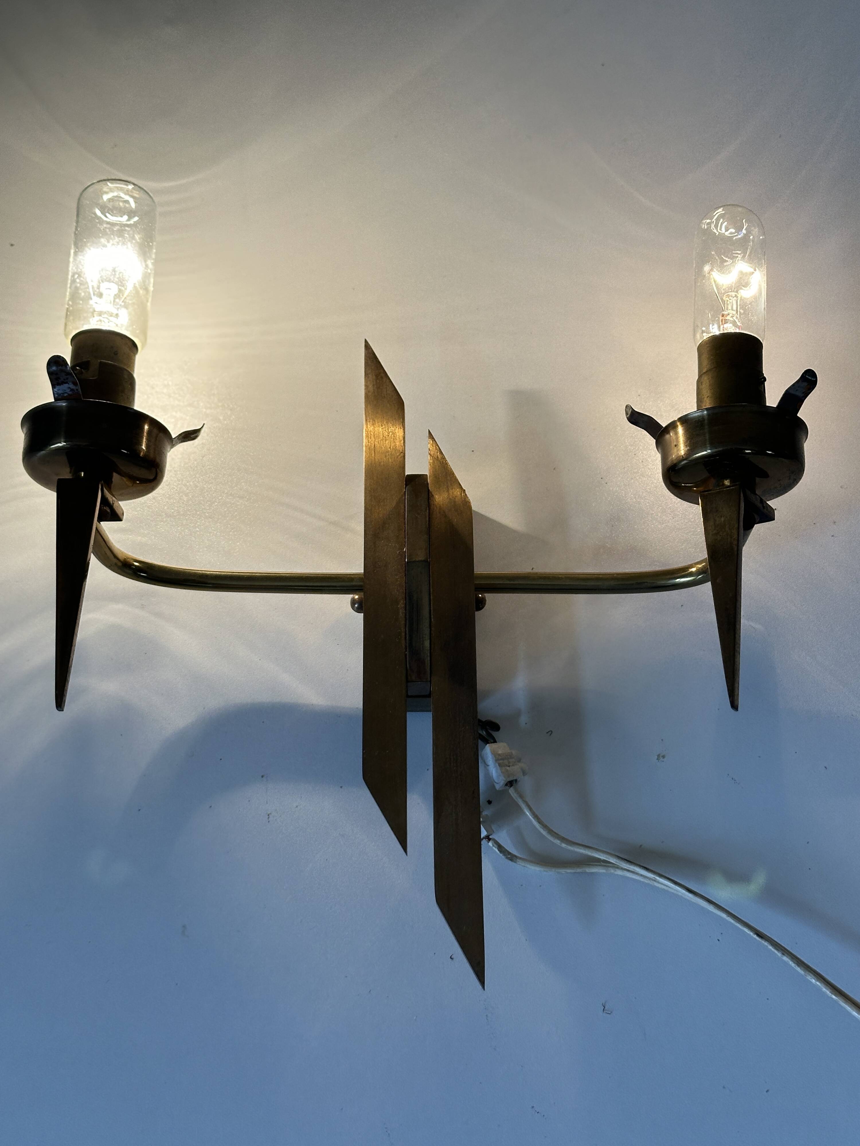 Vintage design solid brass wall light from the 60s