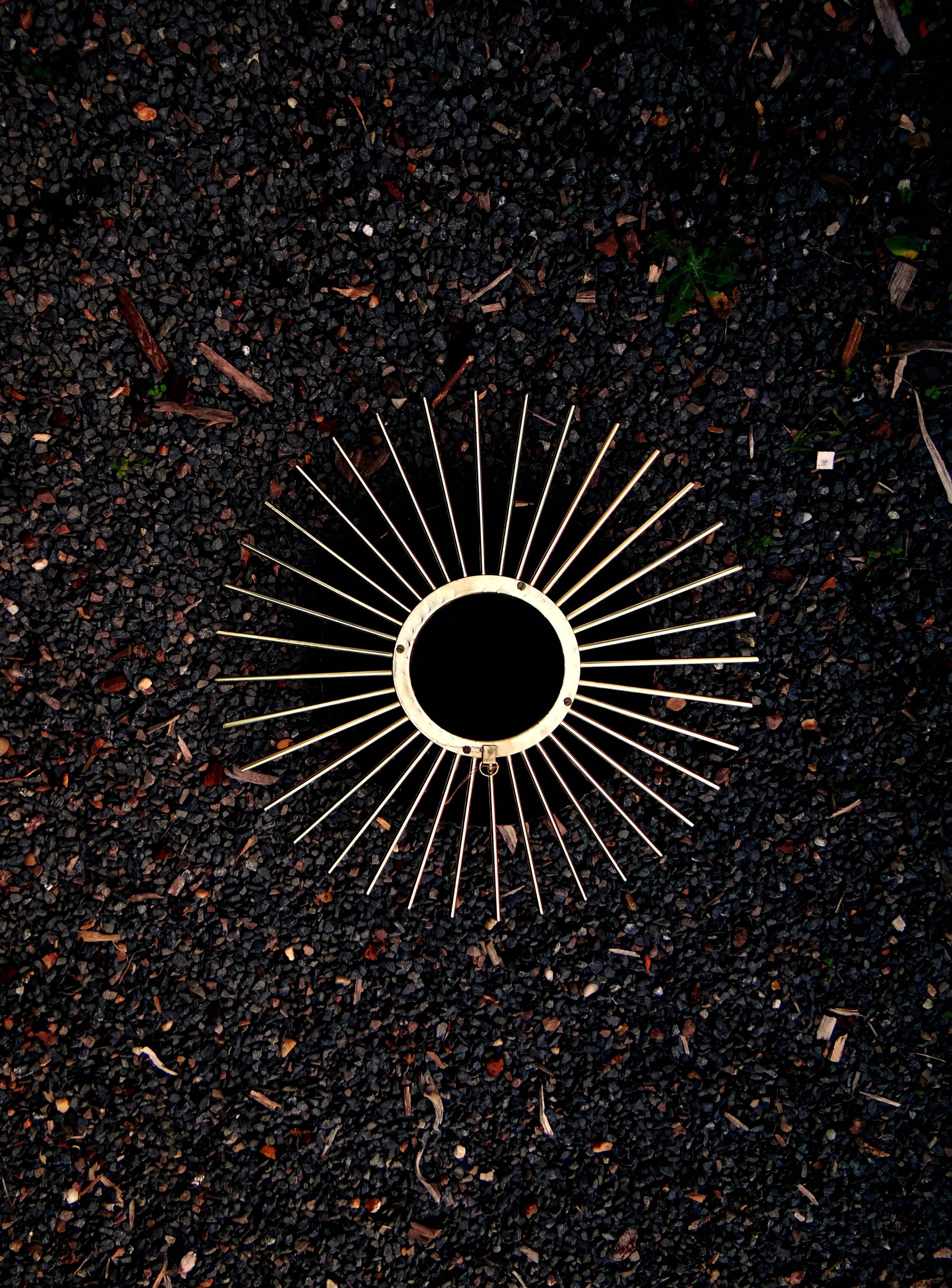 Mid-century 60s Gold Brass Witch Eye Sunburst Mirror