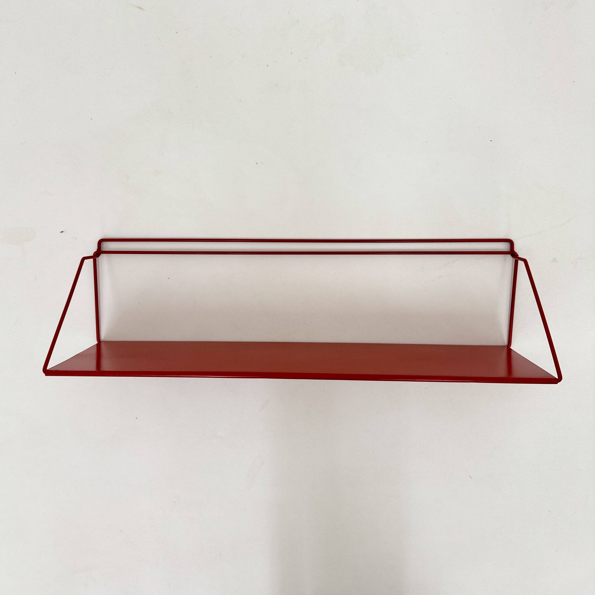Vintage red metal wall unit book shelf , 1970s