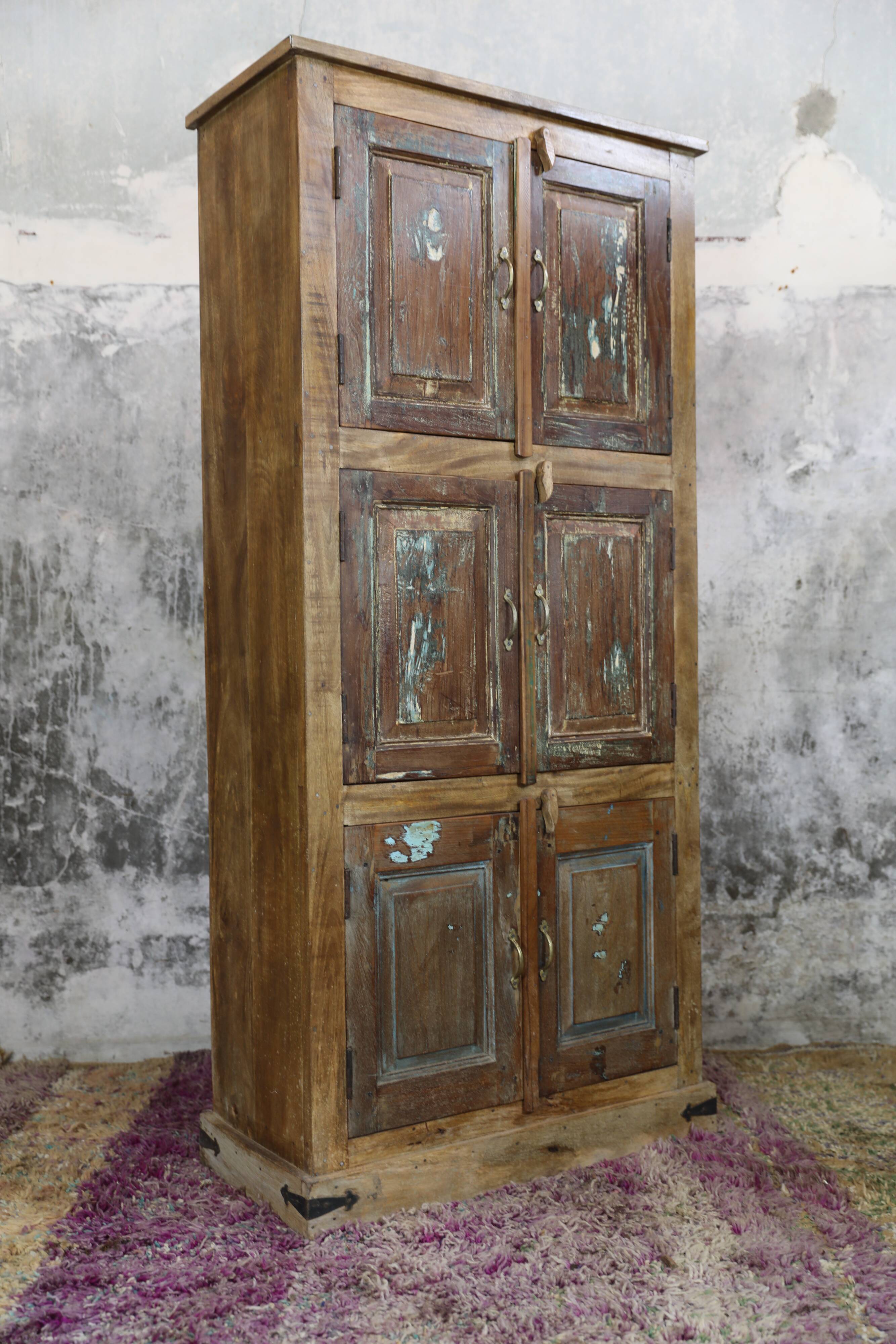 Indian storage cabinet 3 levels with 6 mango doors, unique piece
