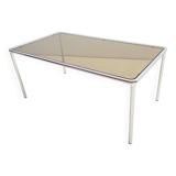 Etienne Fermigier - Dinning table in chrome and smoked glass