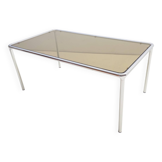 Etienne Fermigier - Dinning table in chrome and smoked glass