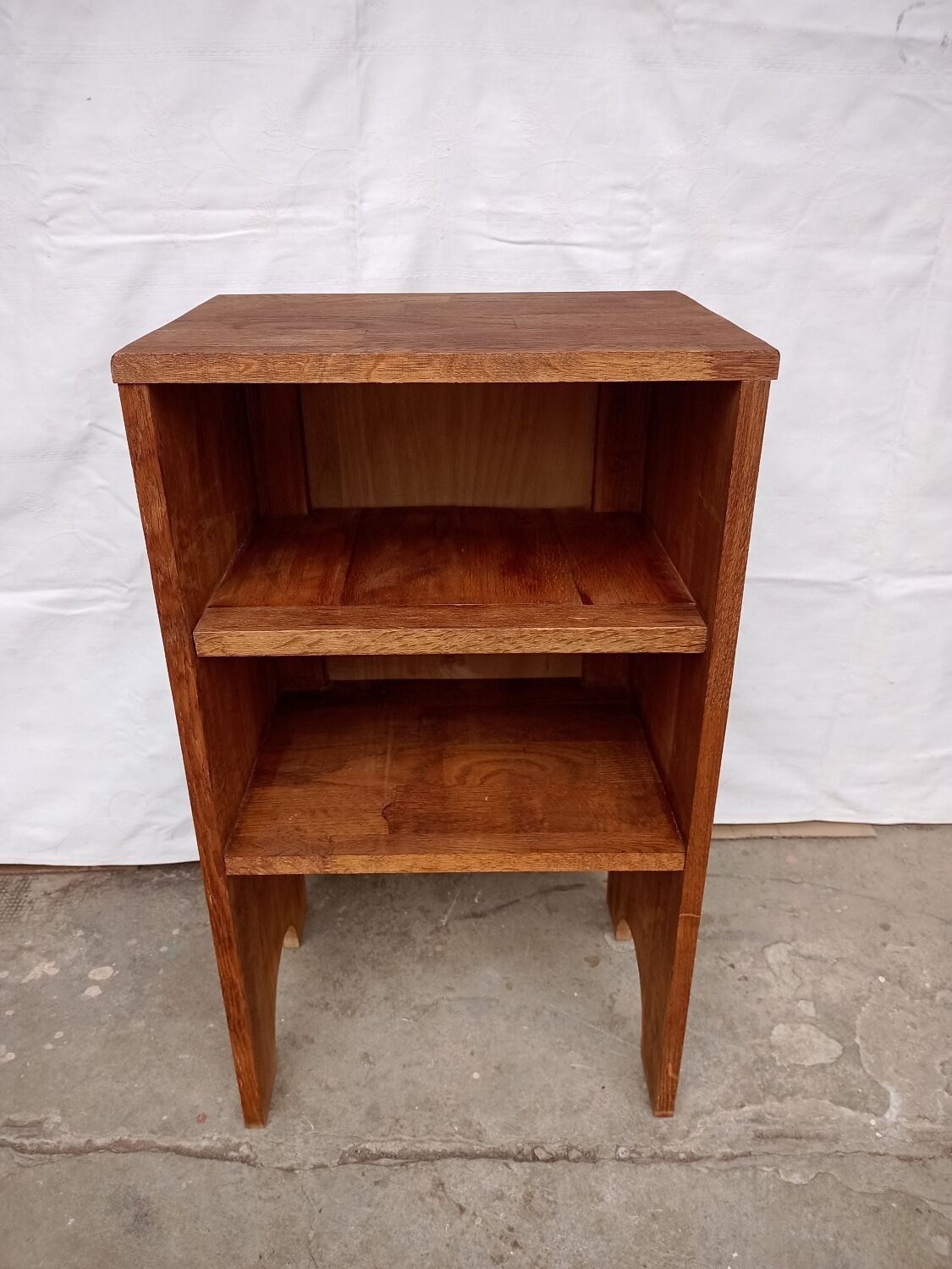 Bedside table in wooden slats