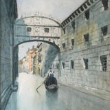 Watercolor Venice the Bridge of Sighs 19th century