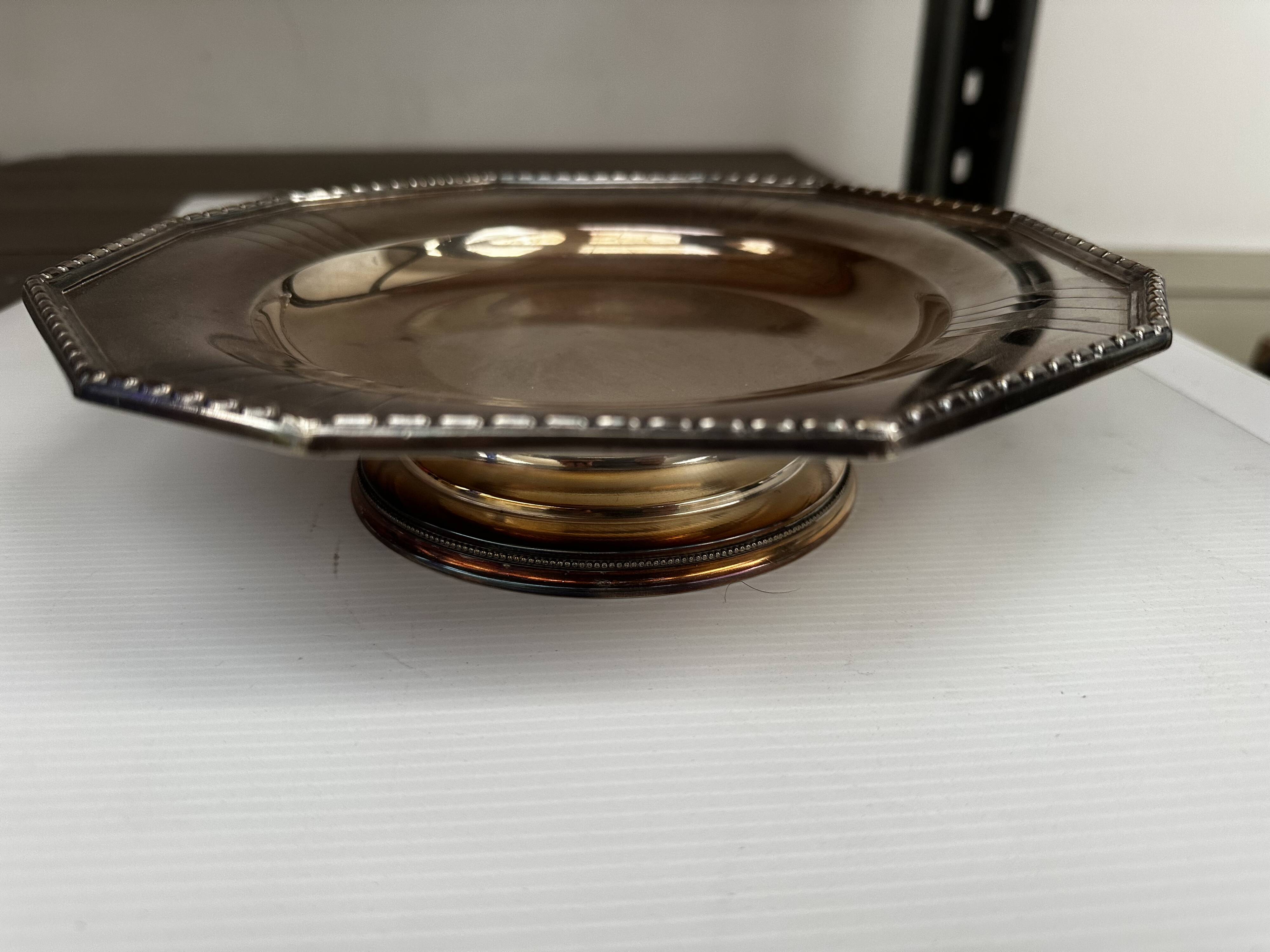 Art Deco Silver Metal Centerpiece - Octagonal Shape