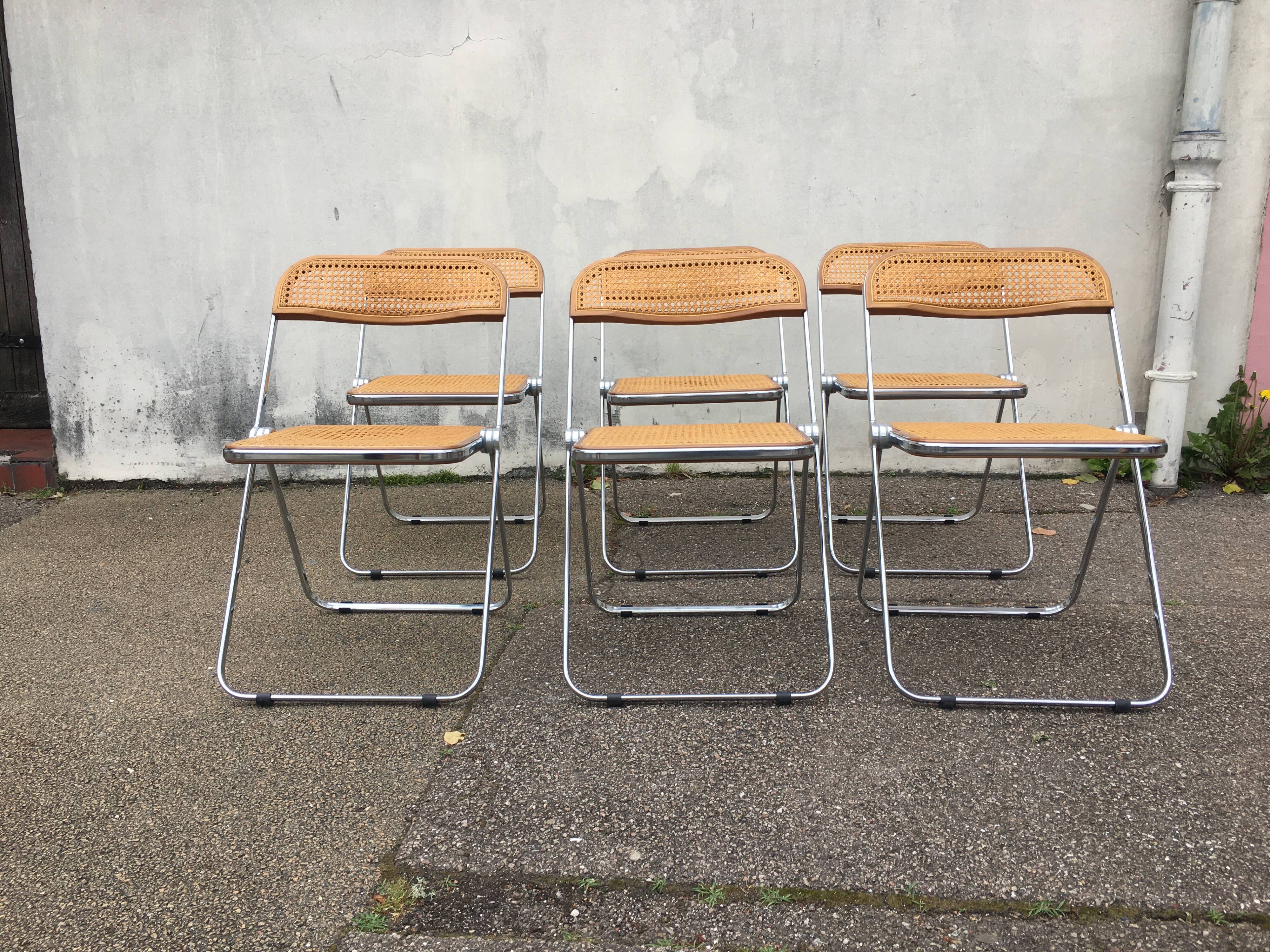 6 plia chairs by Giancarlo Piretti, Castelli circa 1967