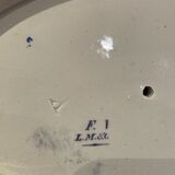 Large porcelain sauciere with blue and white decoration of the 19th century