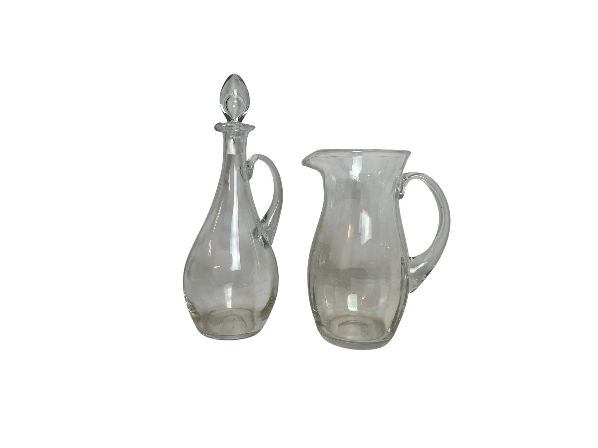 Tableware, faceted crystal carafe and pitcher, 20th century