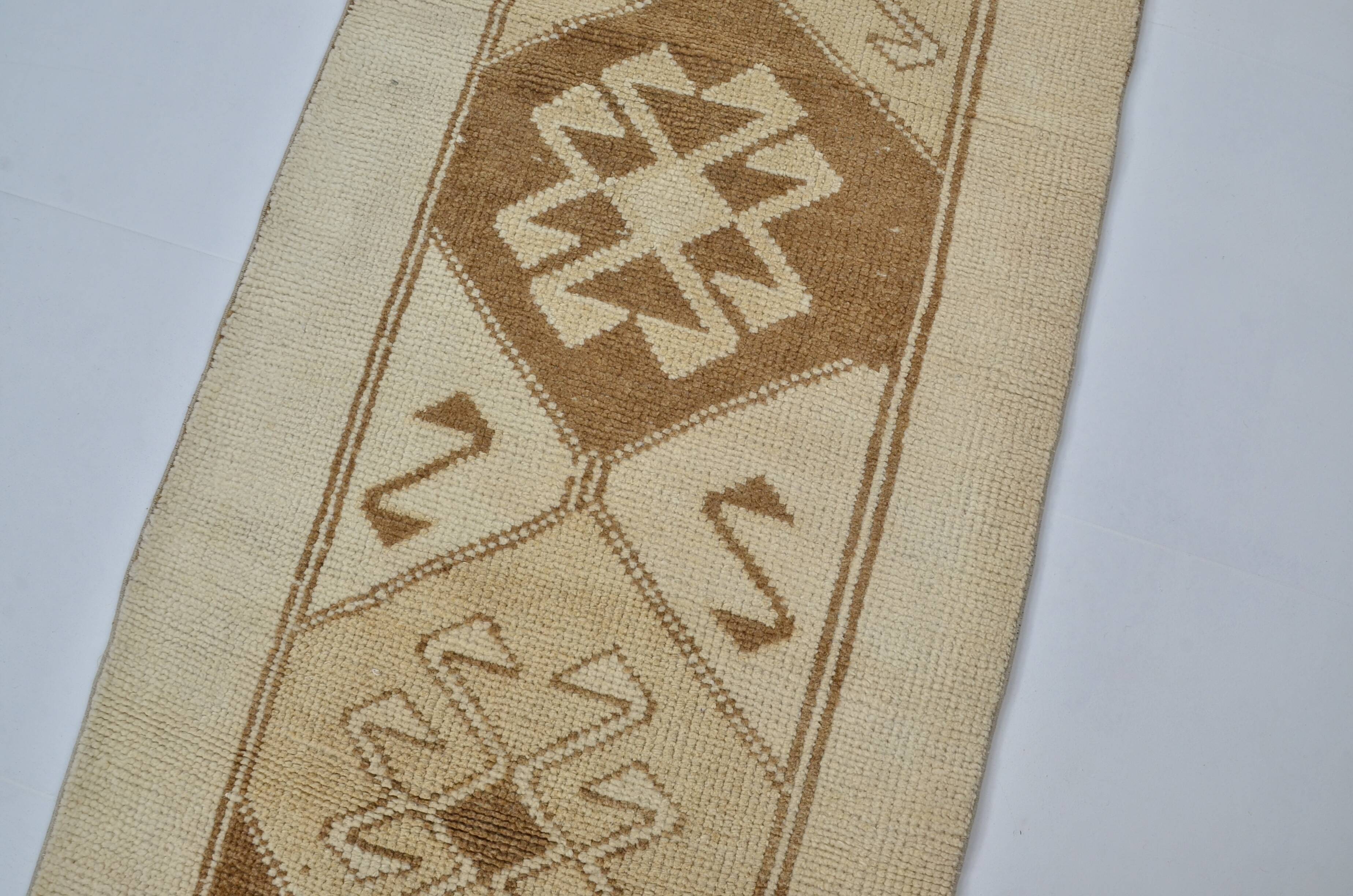 White Tribal Oushak Turkish Runner sku 2071