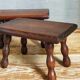 Pair of vintage solid turned wood footstools