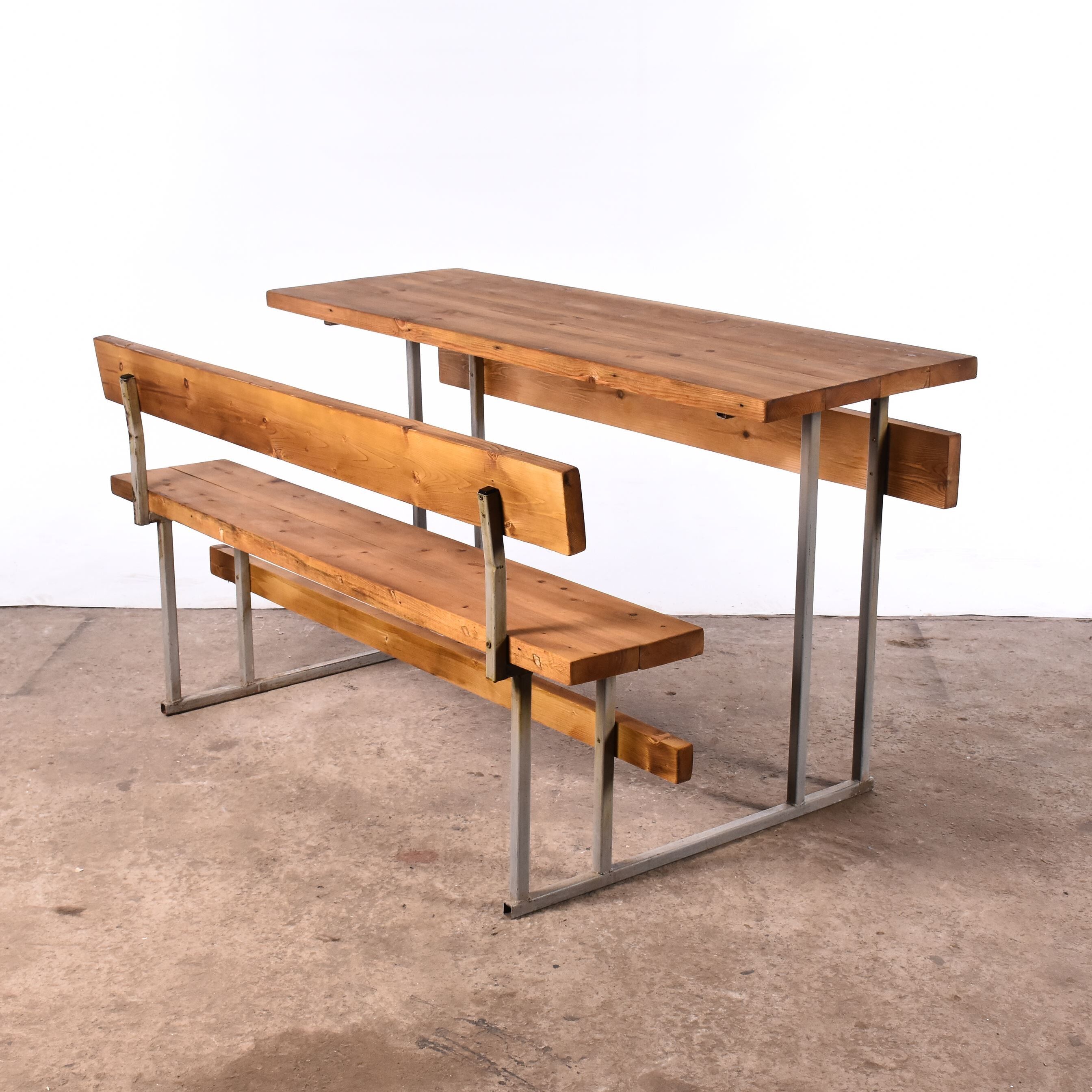school desk with bench