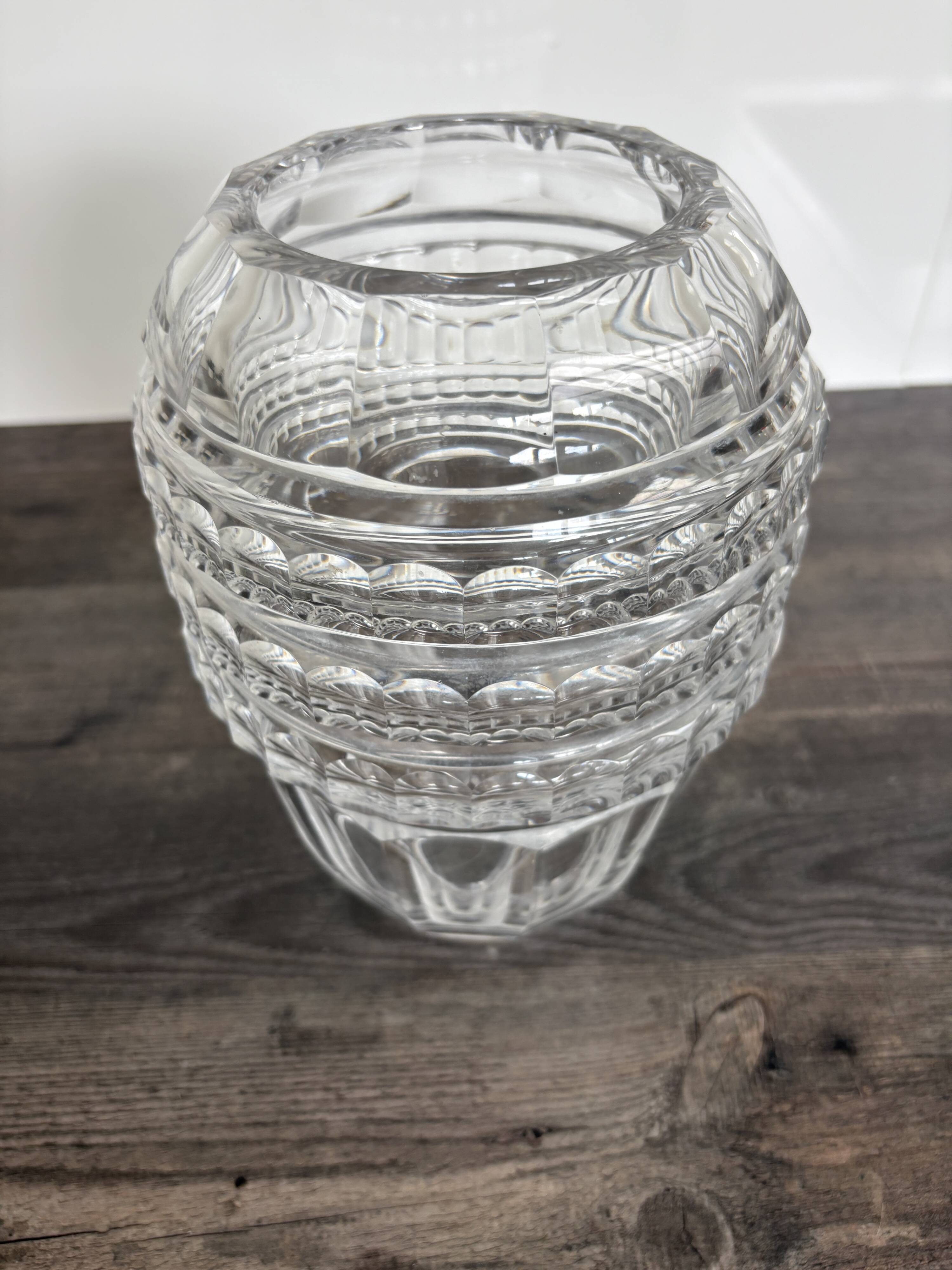 Val Saint Lambert crystal Art Deco cut vase