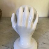 Ceramic hand and opaline sconce