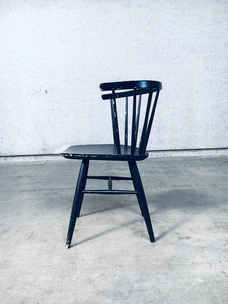 Mid-Century Scandinavian Design Curved Spindle Back Side Chair, Denmark, 1960s