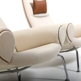 Early Pair Hans Wegner Queen Chairs by Johannes Hansen c.1960 / New Upholst