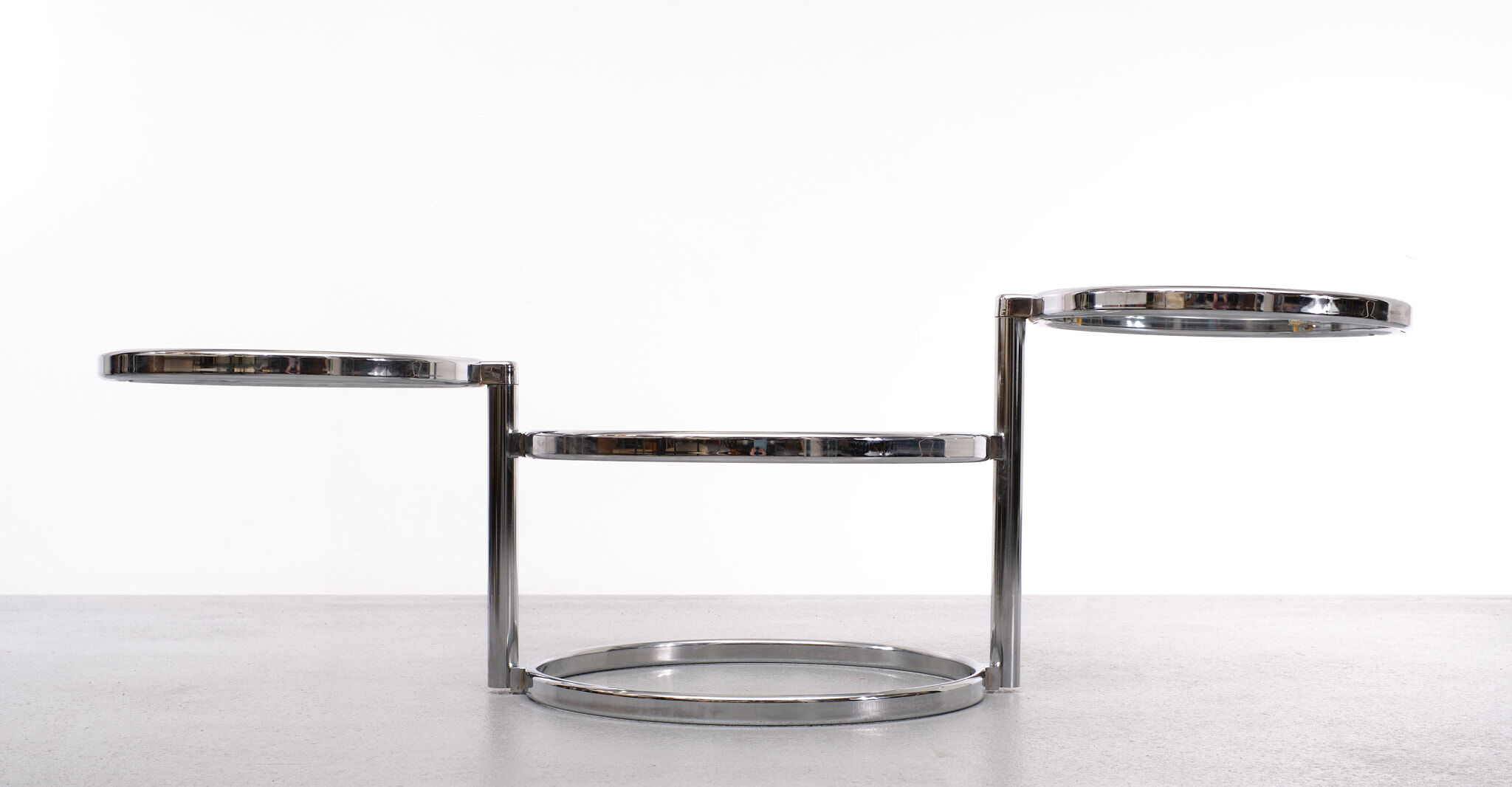 Milo Baughman Style Chrome Swivel Coffee Table 1970s