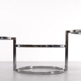 Milo Baughman Style Chrome Swivel Coffee Table 1970s
