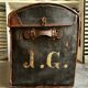 Wicker bag Gaigneur, coated canvas and leather marked JG