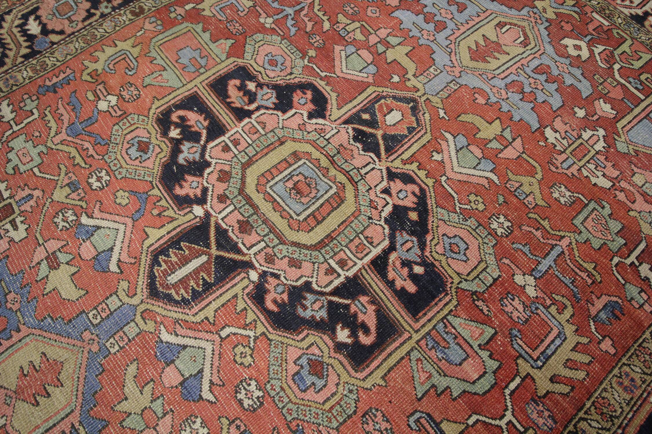 Handmade Persian Heriz Carpet, Large Tribal Wool Rug- 280x220cm