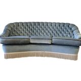 Light blue vintage sofa / armchair with fringes