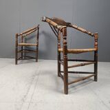 Paire de chaises d'angle hollandaises anciennes, années 1920
