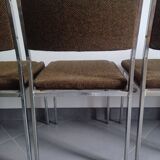 Five chairs in chromed metal and mottled fabric