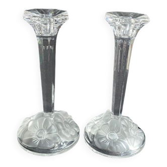 Pair of crystal candle holders - Cristallerie Nachtmann