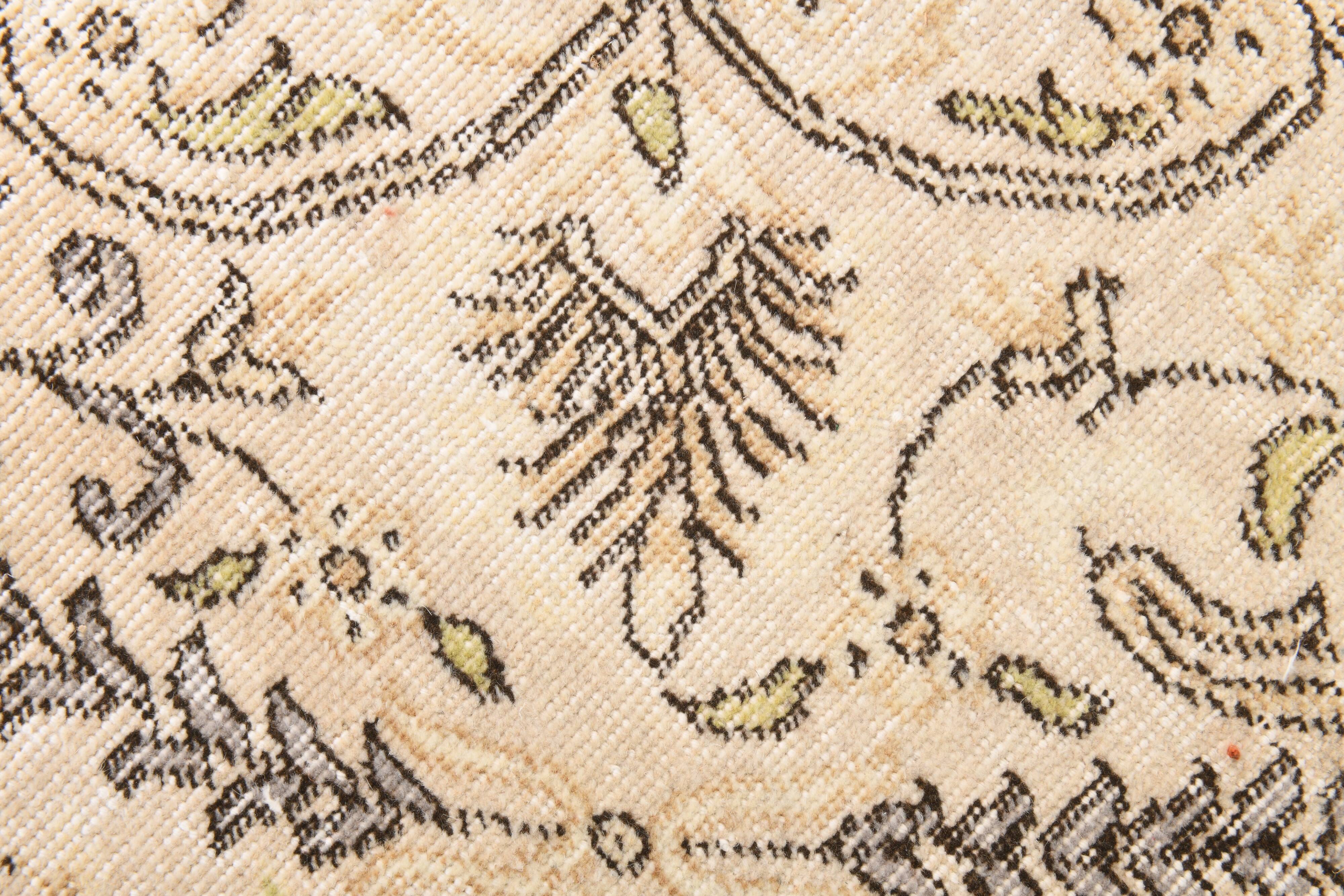 7x10 Turkish Oriental Pattern Light Yellow & Brown Vintage Rug, 215x320Cm