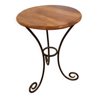 Bistro table in wood and wrought iron