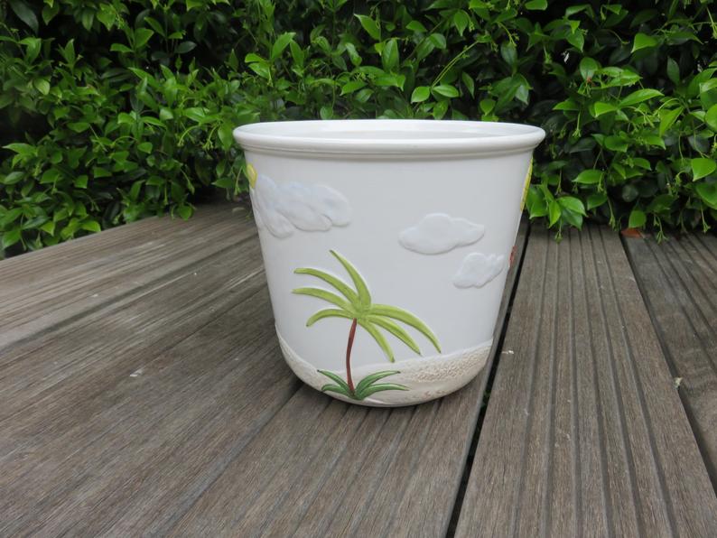 Flower pot "palm" ceramic Bassano Italy 60 70 years