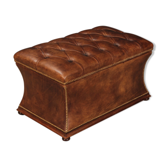 Victorian hand dyed buttoned leather ottoman