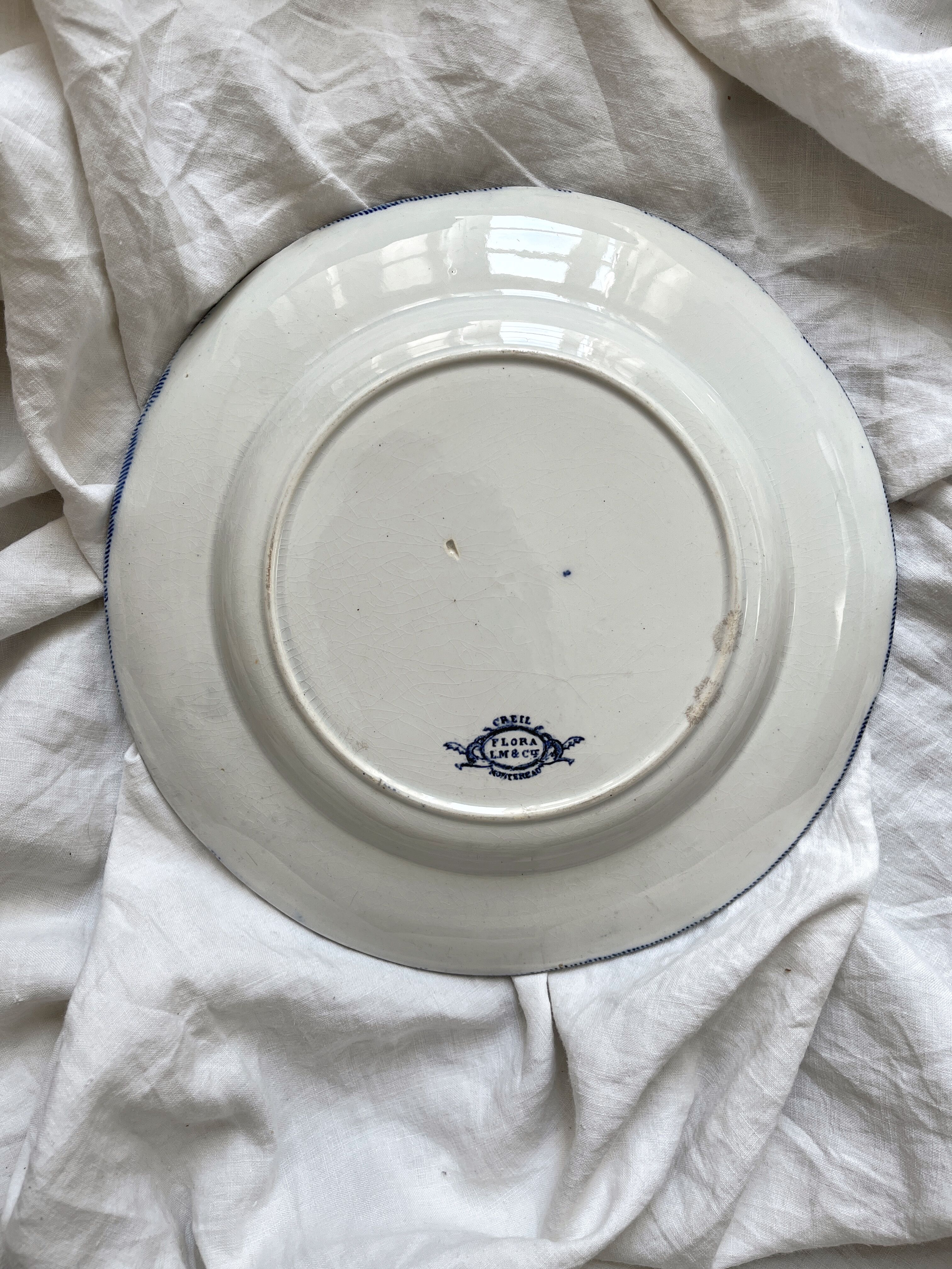 Round ironstone dish Flora Creil and Montereau late 19th century