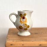 Vintage Maine St Amand earthenware pitcher with floral decorations