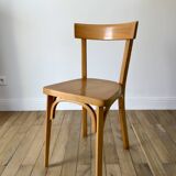 Set of 4 baumann bistro chairs in blond wood / honey stamped 40-50 years