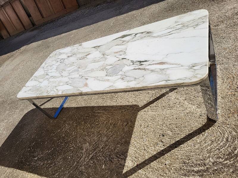 Marble and stainless steel coffee table