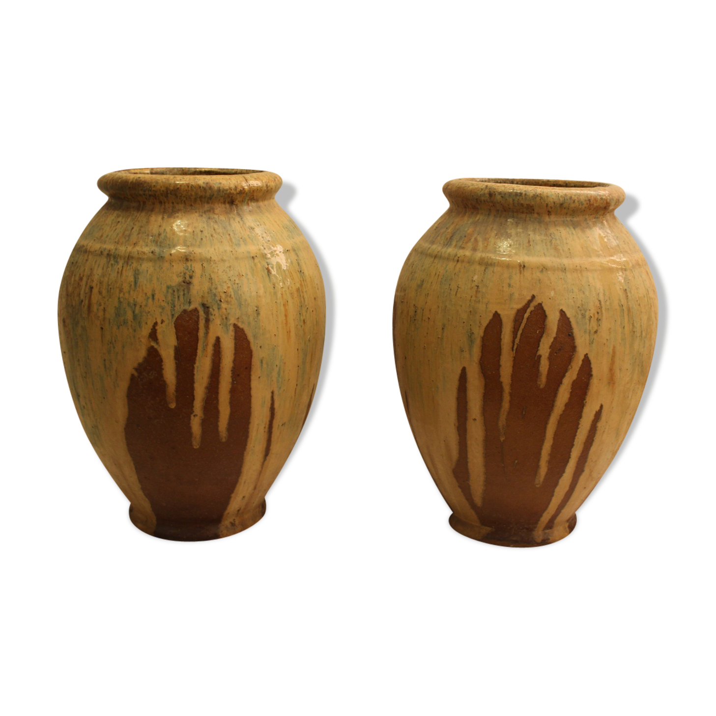 Pair of large scratched old jars