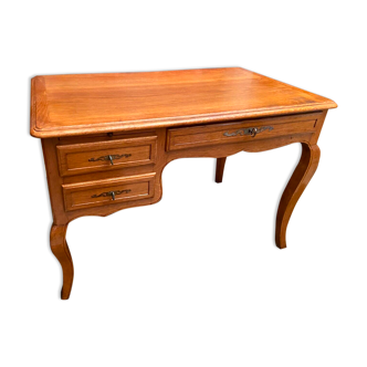 Office 3 drawers and retractable shelf solid blond oak Louis XV style