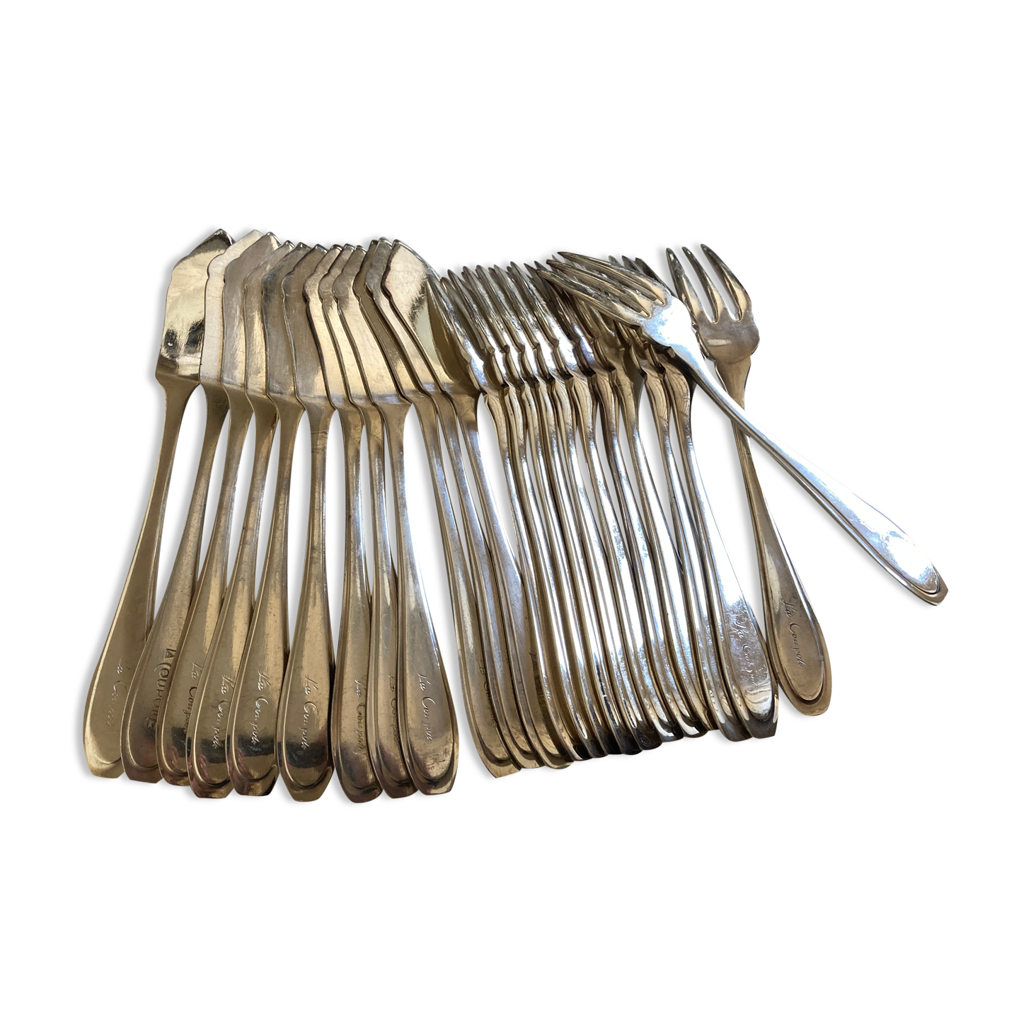 Set of 12 knives and 12 forks of brasserie La Coupole 1970