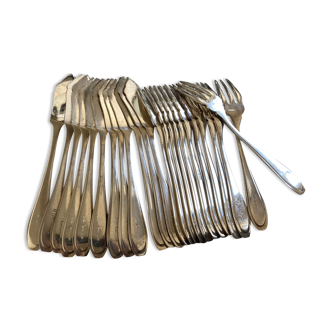 Set of 12 knives and 12 forks of brasserie La Coupole 1970