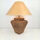 Large Hand Woven Wicker Rattan Table Lamp, France, 1970s
