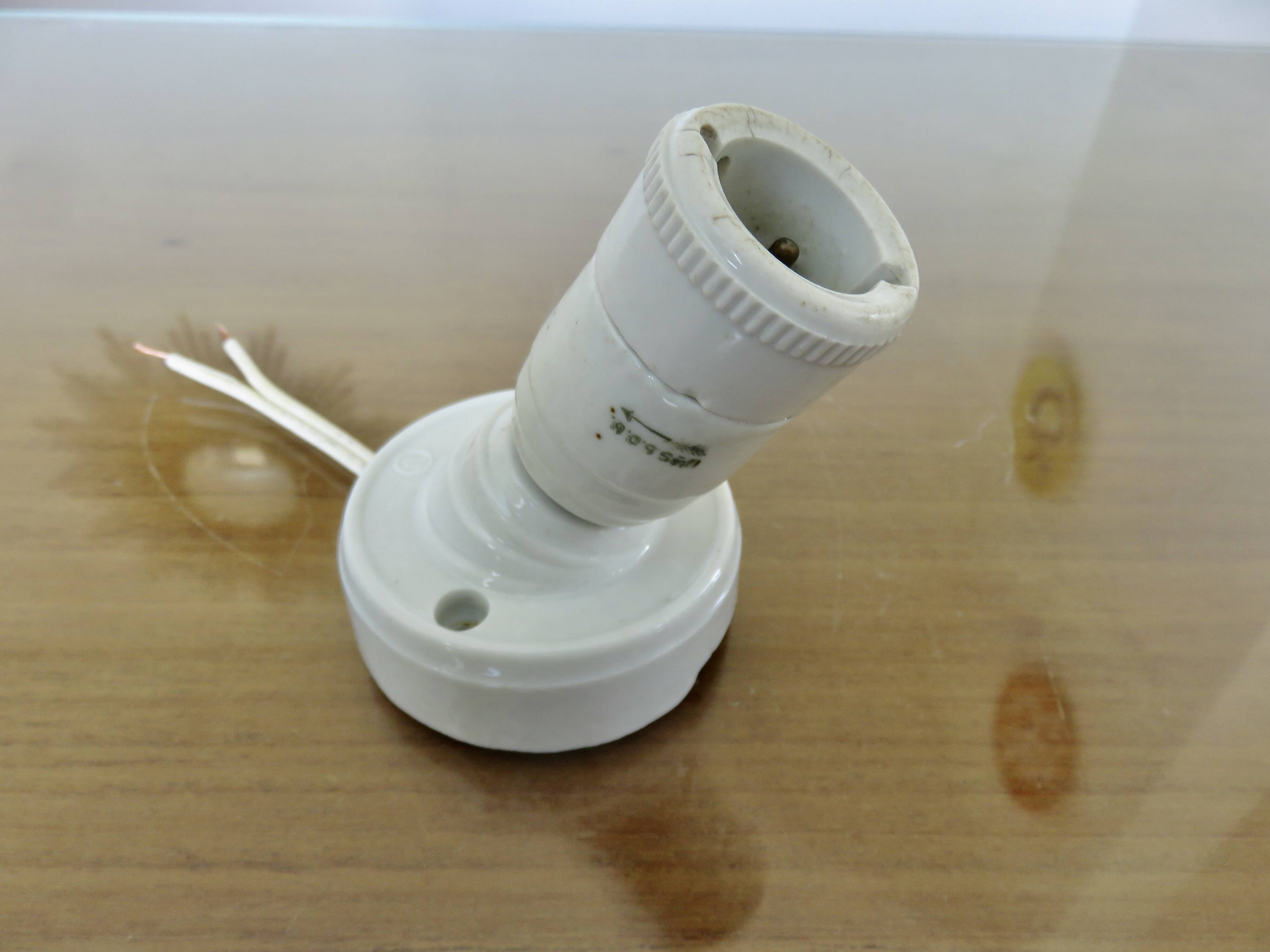 Minimalist art deco wall lamp, porcelain, 1930s-40s