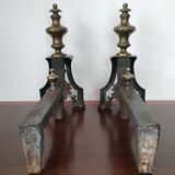 Pair of Louis-Philippe andirons with Caryatids - Bronze, cast iron - 19th century