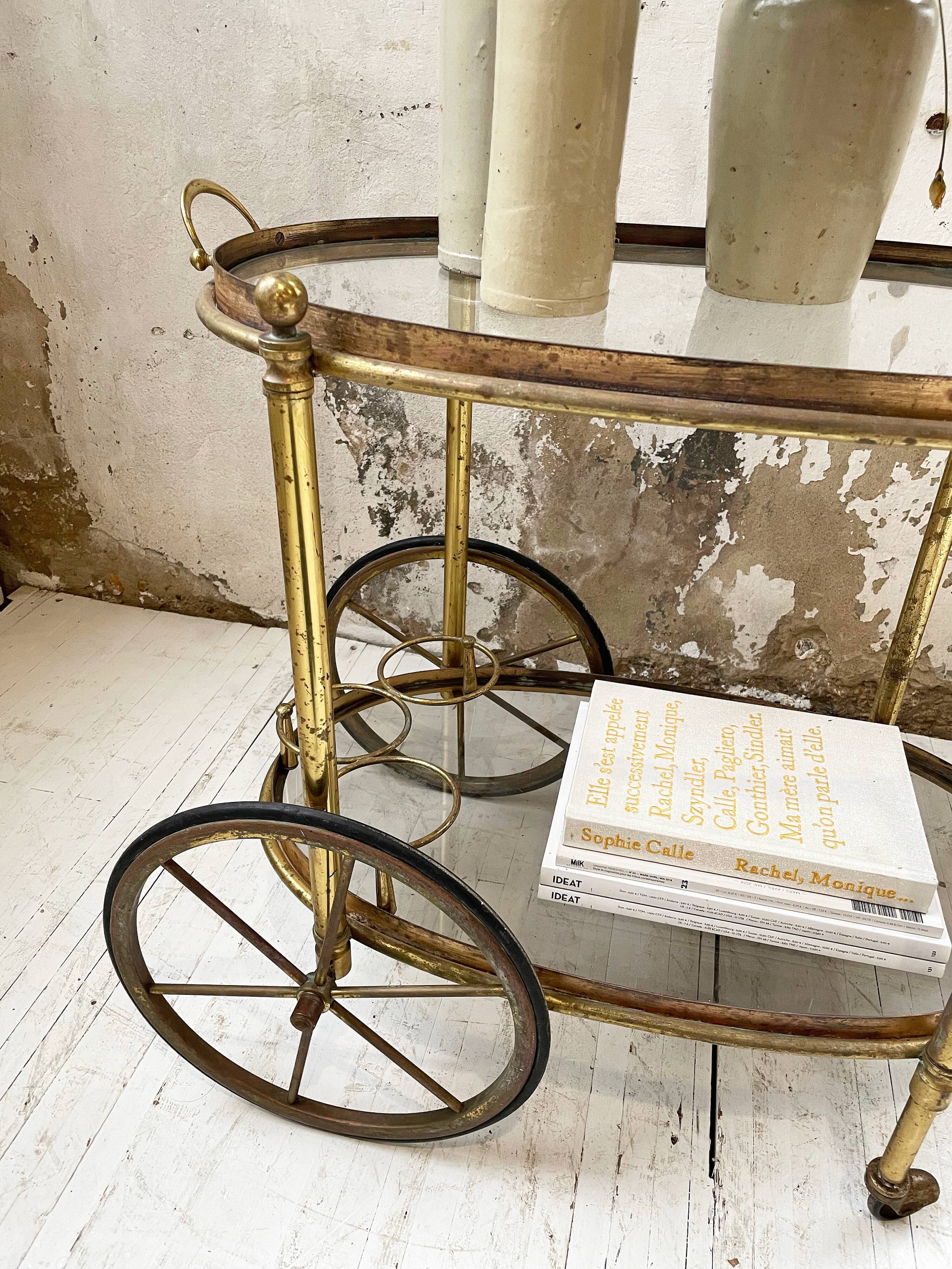 Cart serves brass bar